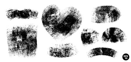 Vector set of hand drawn brush strokes, stains for backdrops. Monochrome design elements set. One color monochrome artistic hand drawn backgrounds.のイラスト素材