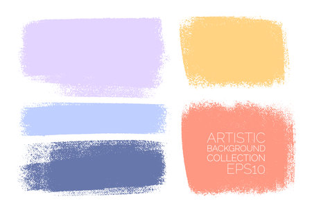 Vector set of hand drawn brush strokes, stains for backdrops. Colorful design elements set. One color artistic hand drawn backgrounds.のイラスト素材