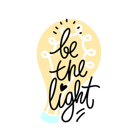 Be the light humorous script modern lettering with light bulb shape on the background. Vector design for stickers, social media, cards, banners.のイラスト素材