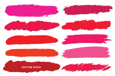 Vector set of hand drawn brush strokes, stains for backdrops. Monochrome design elements set. One color artistic hand painted backgrounds.のイラスト素材