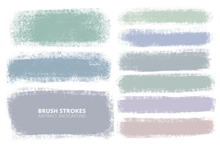 Vector set of hand drawn brush strokes, stains for backdrops. Monochrome design elements set. One color artistic hand painted backgrounds.のイラスト素材