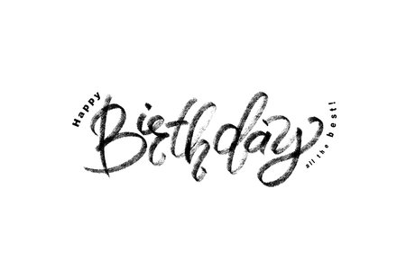 Happy Birthday all the best lettering. Congratulatory quote for banner or postcard. Minimalistic ink vector illustration.のイラスト素材