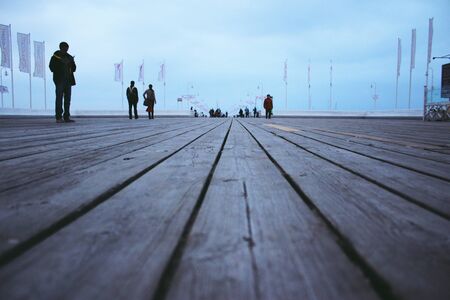 The pier in City Sopot, Pomeranian province, Poland. Longest wooden pier in Europeの写真素材