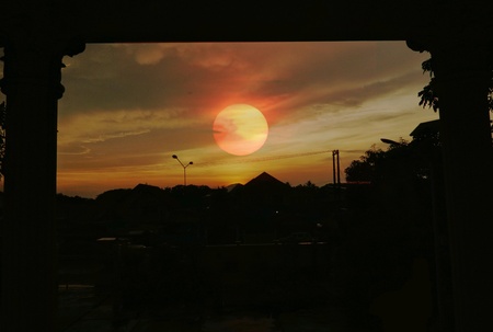 Beautiful Sunset after heavy rain in Vientiane, Laosの素材