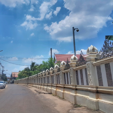 Beautiful sunny day with clear blue sky in Laosの素材