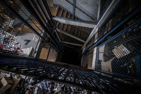 Goods lift in an abandoned factory