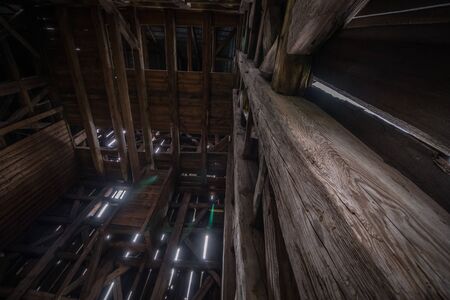 Abandoned old wooden Catholic churchの写真素材