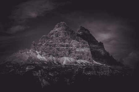 Beautiful view of the mountain landscape from the via ferrata trail in the Italian Dolomitesの写真素材