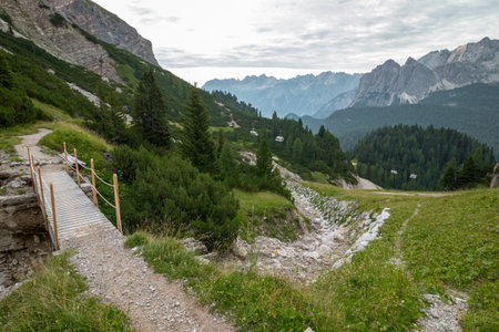 Beautiful mountain panorama in the Italian Dolomites. Dolomites, Italyの写真素材