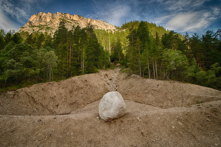 Beautiful view of the mountain landscape from the via ferrata trail in the Italian Dolomites. Dolomites, Italyの写真素材