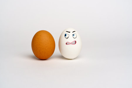 Funny Eggs. Faces on the eggs Eggs Smiles. Studioの写真素材