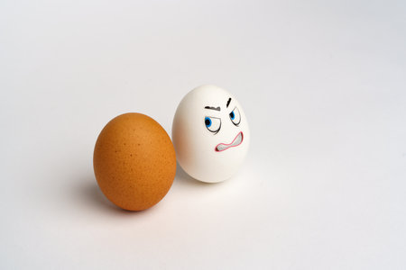 Funny Eggs. Faces on the eggs Eggs Smiles. Studioの写真素材