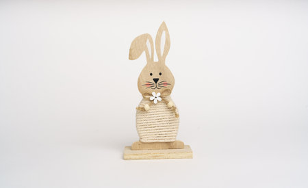 Easter composition. wooden bunny. white background. Studioの写真素材