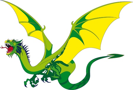Medieval dragon with open mouth threateninglyのイラスト素材