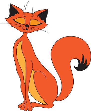 A red pussy-cat smiles abashedly のイラスト素材