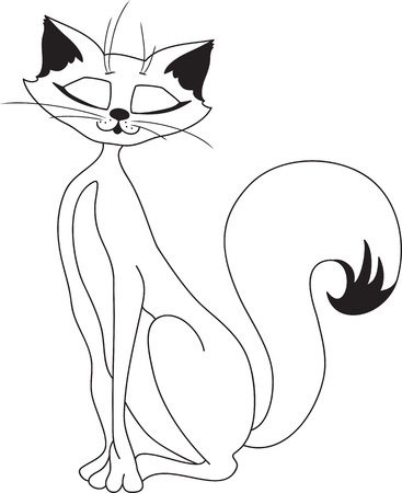 A white pussy-cat smiles abashedly のイラスト素材
