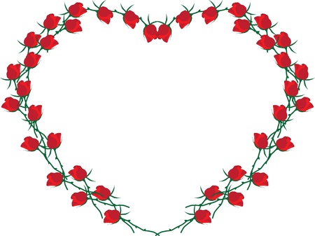 Frame in the form of the heart  Heart of red roses  のイラスト素材