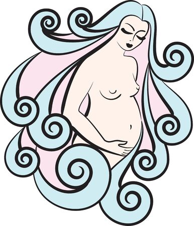 Images of pregnant women in cool shadesのイラスト素材