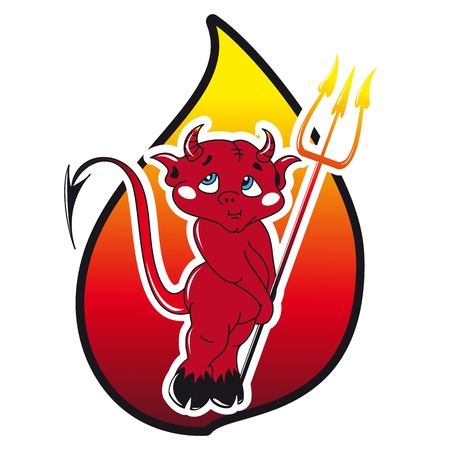 Devil in flames  is a sign of danger of fireのイラスト素材