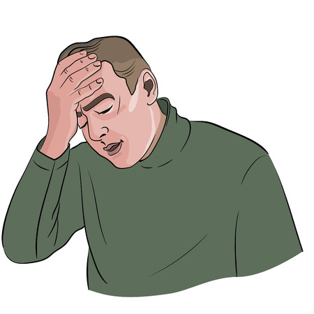 Man feels a strong headache.のイラスト素材