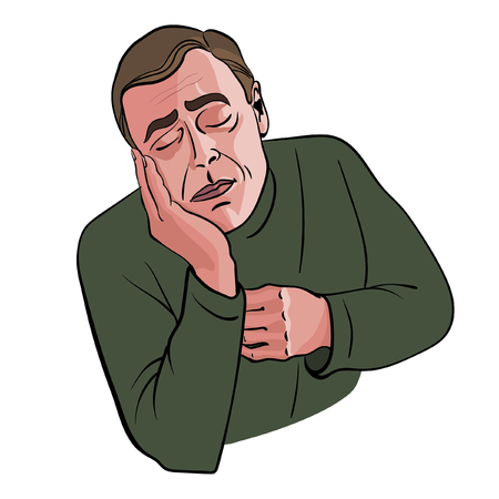 Man feels a strong toothache.のイラスト素材