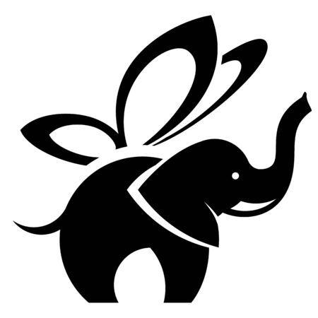 Elephant with butterfly wings blackのイラスト素材