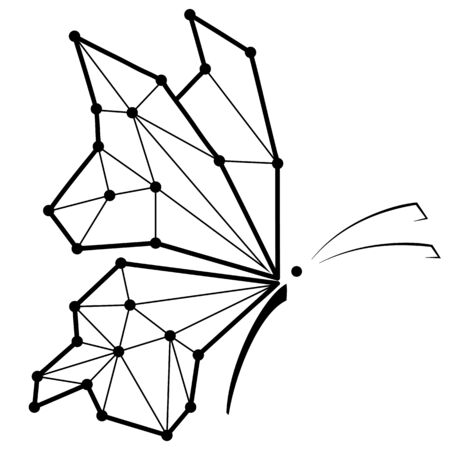 Butterfly icon polygonal blackのイラスト素材
