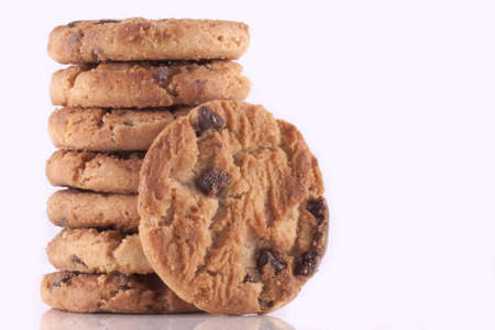 Pile of chocolate chip cookies, every cookie comes with a lot of chocolate chips, fresh baked just...