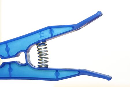 Clothes Pegs laundry pins macro isloated on white backgroundの写真素材