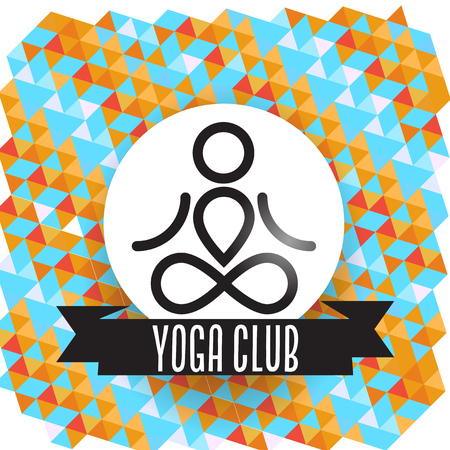 Yoga club concept with ribbon and geometric backgroundのイラスト素材