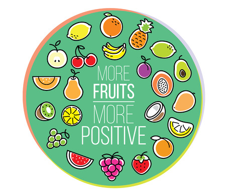positive cicle design with colorful fruits and berriesのイラスト素材