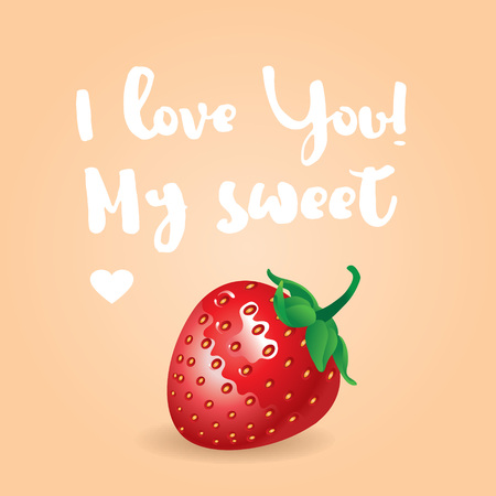Colorful vector illustration with i love you text and beautyful flowers.のイラスト素材
