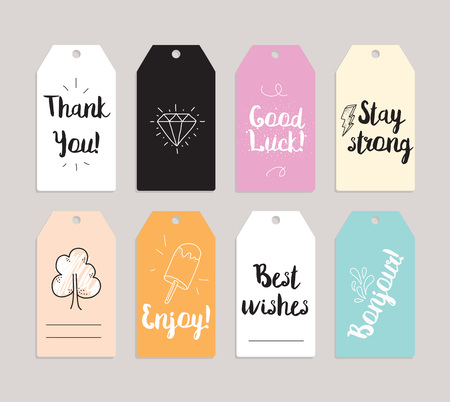 Set of hand drawn labels for your creative projects. Greeting cards, organizer lists.のイラスト素材