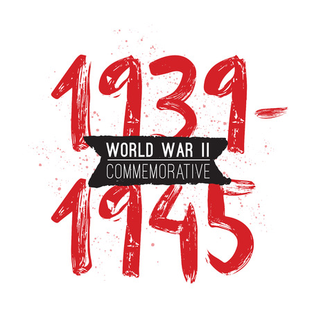 World war II commemorative day. Vector typography for cards, banners, posters. Text design. 1939-1945.のイラスト素材