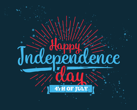 Fourth of July, United Stated independence day greeting. Typographic design. Usable for greeting cards, banners, print.のイラスト素材