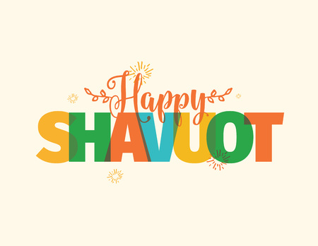 Happy Shavuot. Jewish holiday of Shavuot. Typography design. Vector greeting card or background.のイラスト素材
