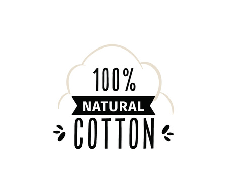 Natural organic cotton vector label, sticker. Isolated icon on white background.のイラスト素材