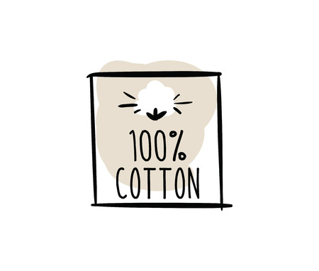 Natural organic cotton vector label, sticker. Isolated icon on white background.のイラスト素材