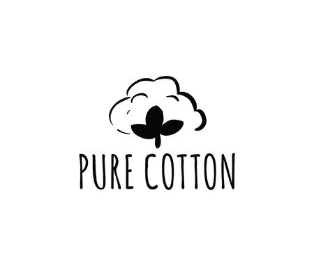 Natural organic cotton vector label, sticker. Isolated icon on white background.のイラスト素材