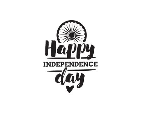 India Independence day, 15th august. Vector typographic emblem, badge. Usable for greeting cards, print, t-shirts, posters.のイラスト素材