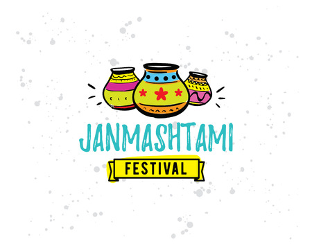 Happy Janmashtami Festival Typographic Vector Design Isolated
