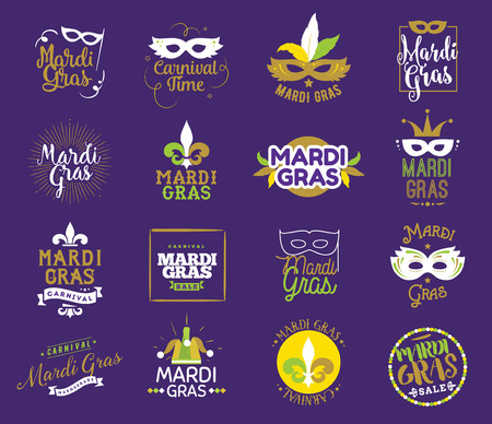 Mardi Gras typography set.のイラスト素材