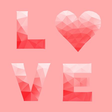 Love and heart by abstract geometric triangle in low poly style. Vector illustrationのイラスト素材