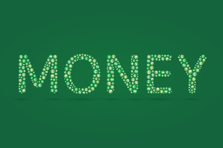 Money word and currency symbol inside. Vector illustrationのイラスト素材