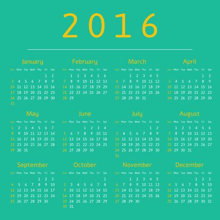 Calendar 2016 year - week starts with sunday. のイラスト素材