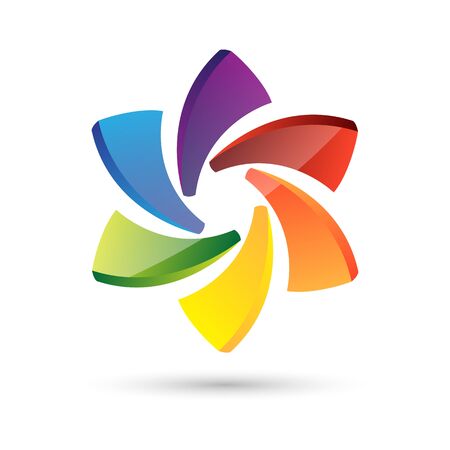 Logo abstract circle multi color isolated on white background, Vector illustrationのイラスト素材