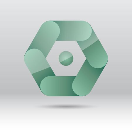 Abstract green hexagon icon, illustrationのイラスト素材