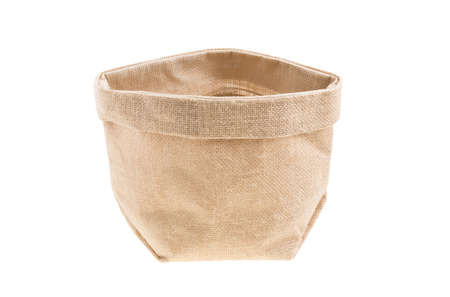 Textile sack isolated on white backgroundの写真素材