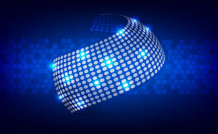 Abstract of neon glitter dotted glowing circle halftone ornament.のイラスト素材