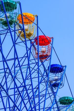 empty Colorful Ferris Wheel on Weekendの写真素材